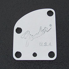 005-9209-000 - Fender Deluxe Strat 'Corona California' Chrome Neck Plate 003-7286-000 - Fender Toronado / Jeff Beck Strat Chrome Neck Plate