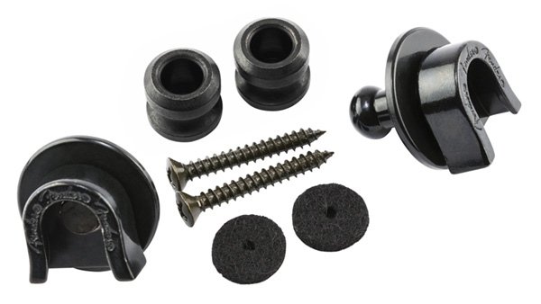 099-0690-006 0990690006 Genuine Fender Black Strap Locks and Strap Buttons Set