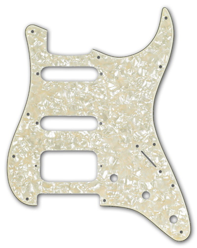 099-1338-000, 0991338000 - Fender HSS Stratocaster Aged White Pearl 4 Ply Pickguard