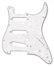 099-1343-000 - Fender '62 Stratocaster White Pearl 4 Ply 11 Hole Pickguard 099-1342-000 - Fender '62 Stratocaster White Pearl 4 Ply Pickguard