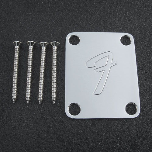 099-1448-100 Genuine Fender '70s Strat F Logo Chrome Neck Plate