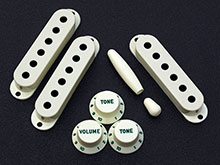 Customized Vintage 50s or 60s Accessory Kits With Green Lettered and Numbered Strat Knob Set