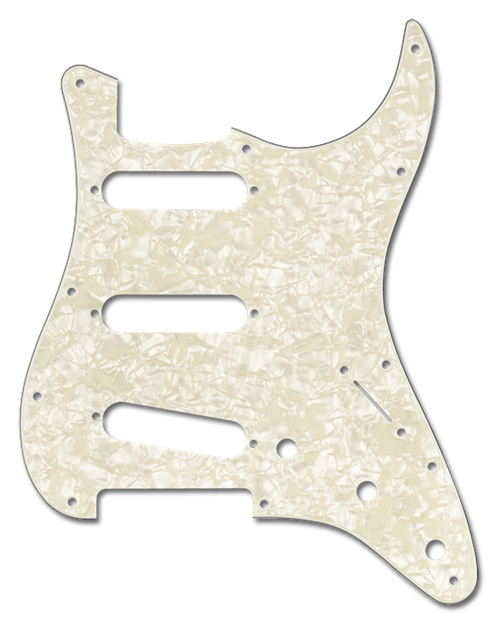 099-2140-001, 0992140001 - Fender Stratocaster Aged White Pearl 4 Ply 11 Hole Pickguard