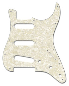 099-2140-001 - Fender Stratocaster Aged White Pearl 4 Ply Standard 11 Hole Pickguard