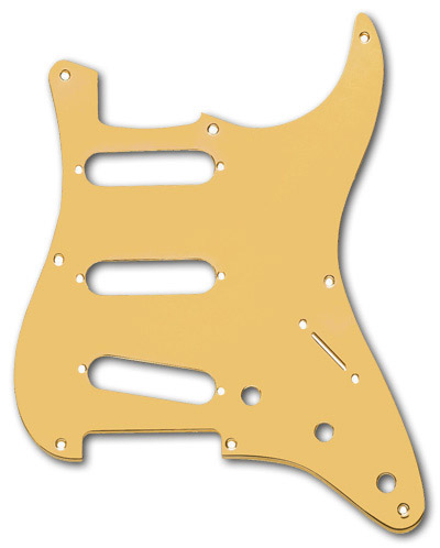 099-2143-000, 0992143000 - Fender 57 Vintage Stratocaster Gold Anodized Aluminum 8 Hole Pickguard