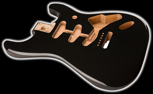 099-8003-706 0998003706 Fender Classic Series 60's Stratocaster Replacement Alder Body, Black (MIM)