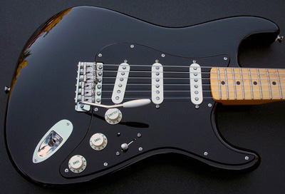 Gilmour Style Complete Black Strat Pickguard Assembly Package