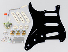 Left Handed Gilmour Black Strat Basic Pickguard Assembly Kit