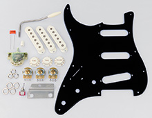 Left Handed Gilmour Black Strat Basic Pickguard Assembly Kit Left Handed Gilmour Black Strat Basic Pickguard Assembly Kit