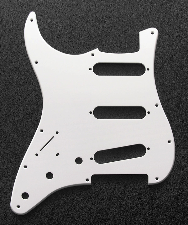 Left Hand Custom Manufactured White 1 Ply 0.120'' Acrylic SSS Pickguard Rounded Polished Edge