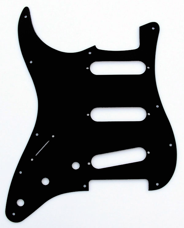 Left Hand Custom Manufactured Black 1 Ply 0.120'' Acrylic SSS Pickguard Rounded Polished Edge Left Hand Custom Manufactured Black 1 Ply 0.120'' Acrylic SSS Pickguard Rounded Polished Edge