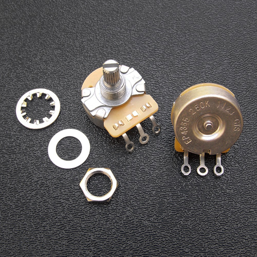 CTS Vintage Style 250K Left Hand Audio Taper Potentiometer Dimple Bottom (Vintage) Case