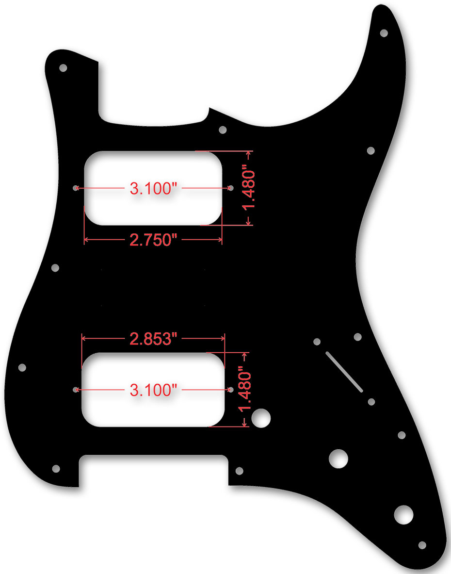 Black 1 Ply 0.120'' Acrylic HH Pickguard Rounded Polished Edge